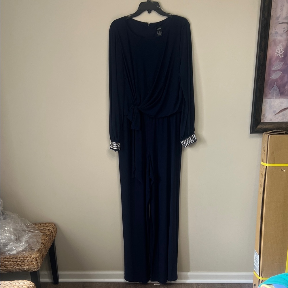 MSK Navy Jumpsuit with Silver Accents